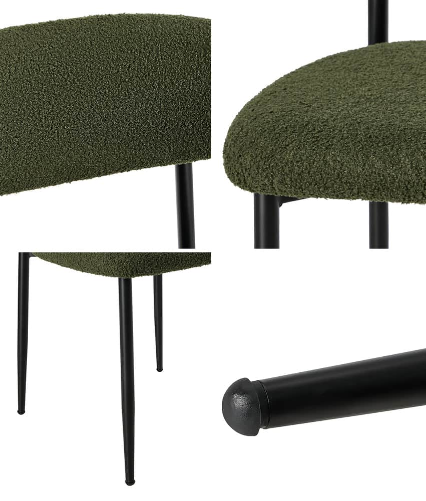 4x,6x,8x Dining Chairs Kitchen Chair Cafe Chair Boucle Black&Green