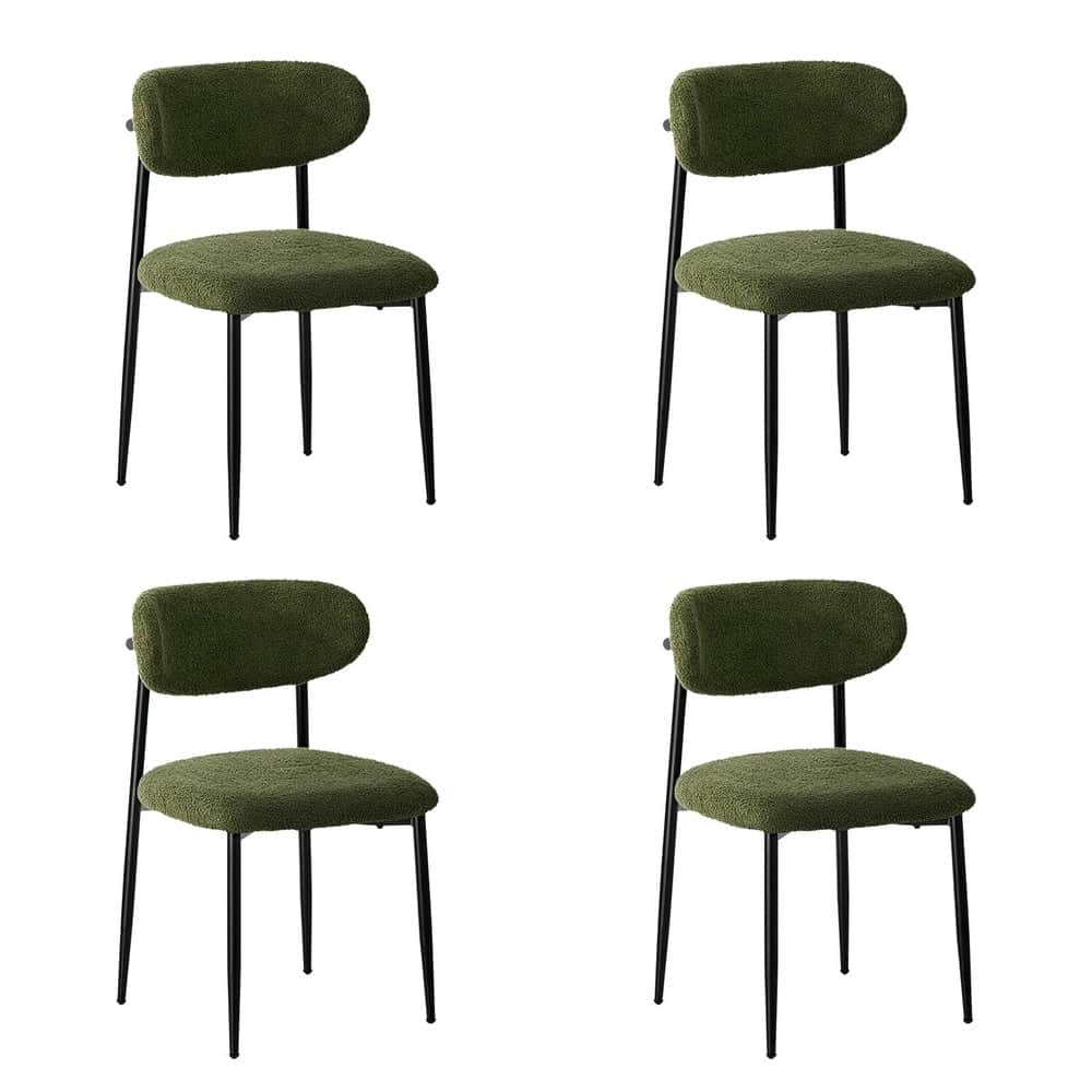4x,6x,8x Dining Chairs Kitchen Chair Cafe Chair Boucle Black&Green