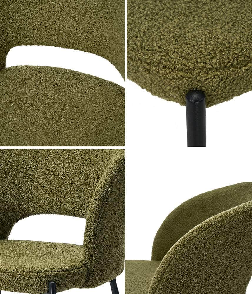 4x Armchair Dining Chair Sherpa Green&Black