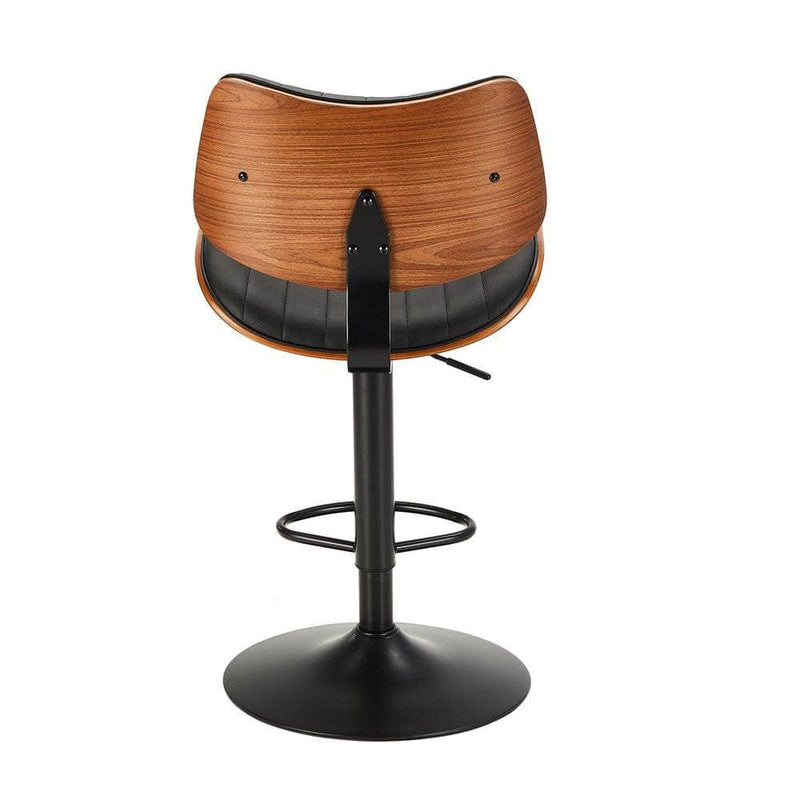 Wooden finish - 4x Bar Stool Kitchen Swivel Chair Wooden Leather Gas Lift