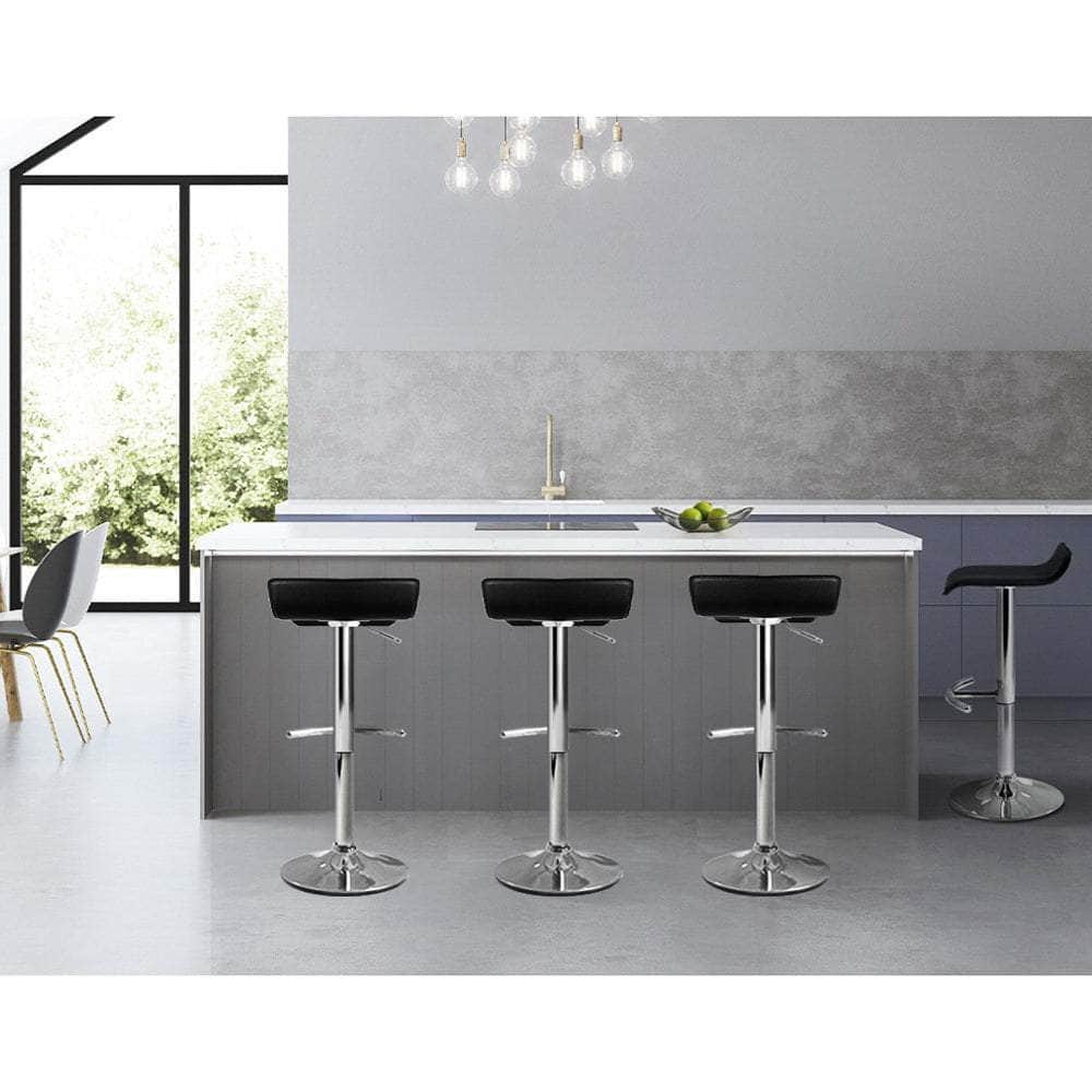 4x Bar Stools Adjustable Gas Lift Chairs Black