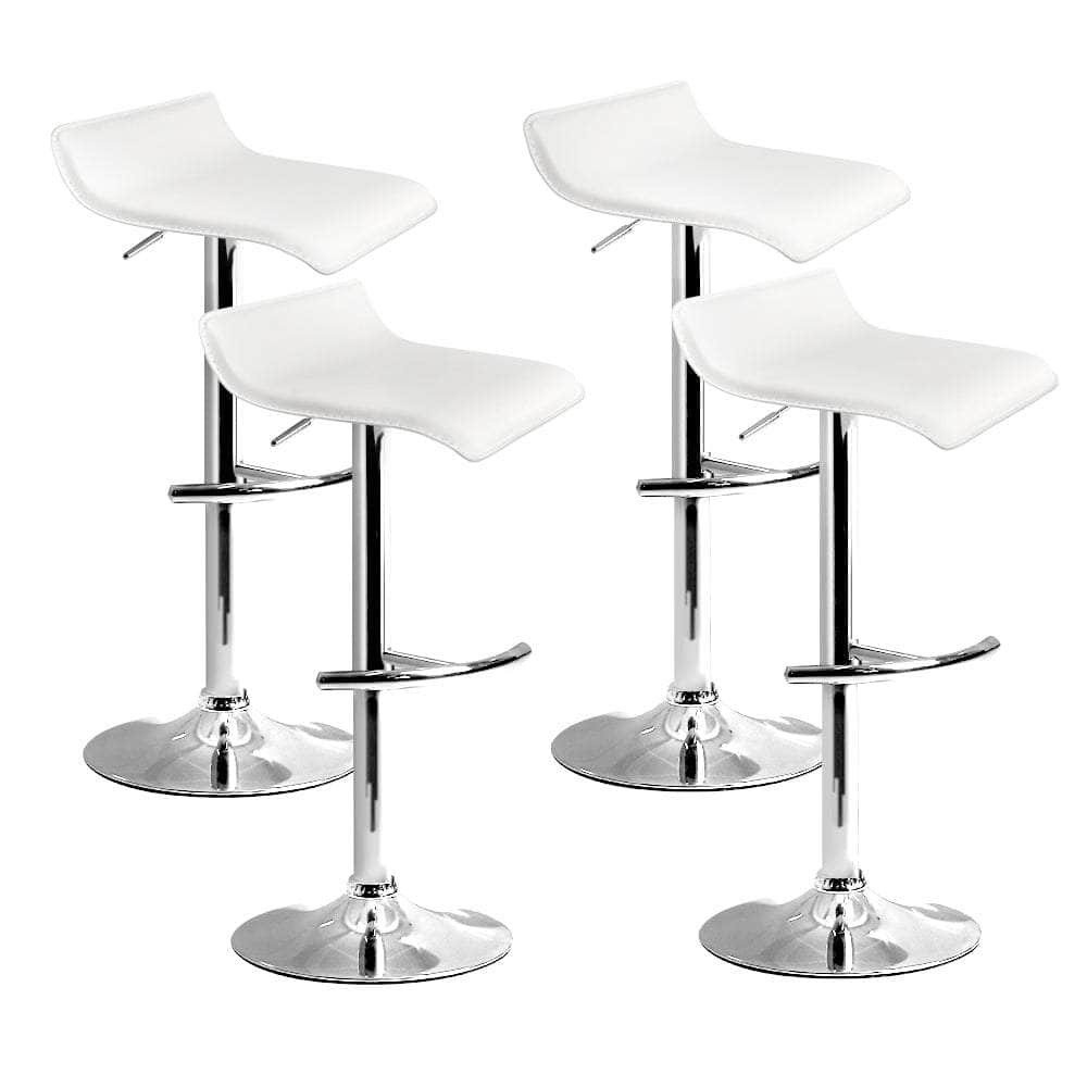 4x Bar Stools Adjustable Gas Lift Chairs White