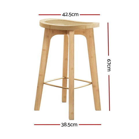 4X Bar Stools Bamboo Rattan Stool Counter Chair Kitchen Barstools