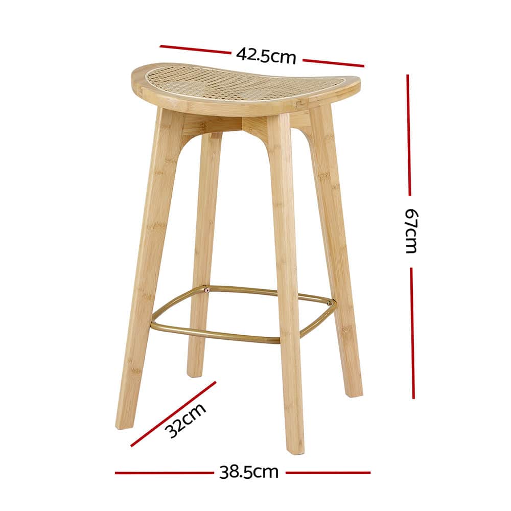 4X Bar Stools Bamboo Rattan Stool Counter Chair Kitchen Barstools