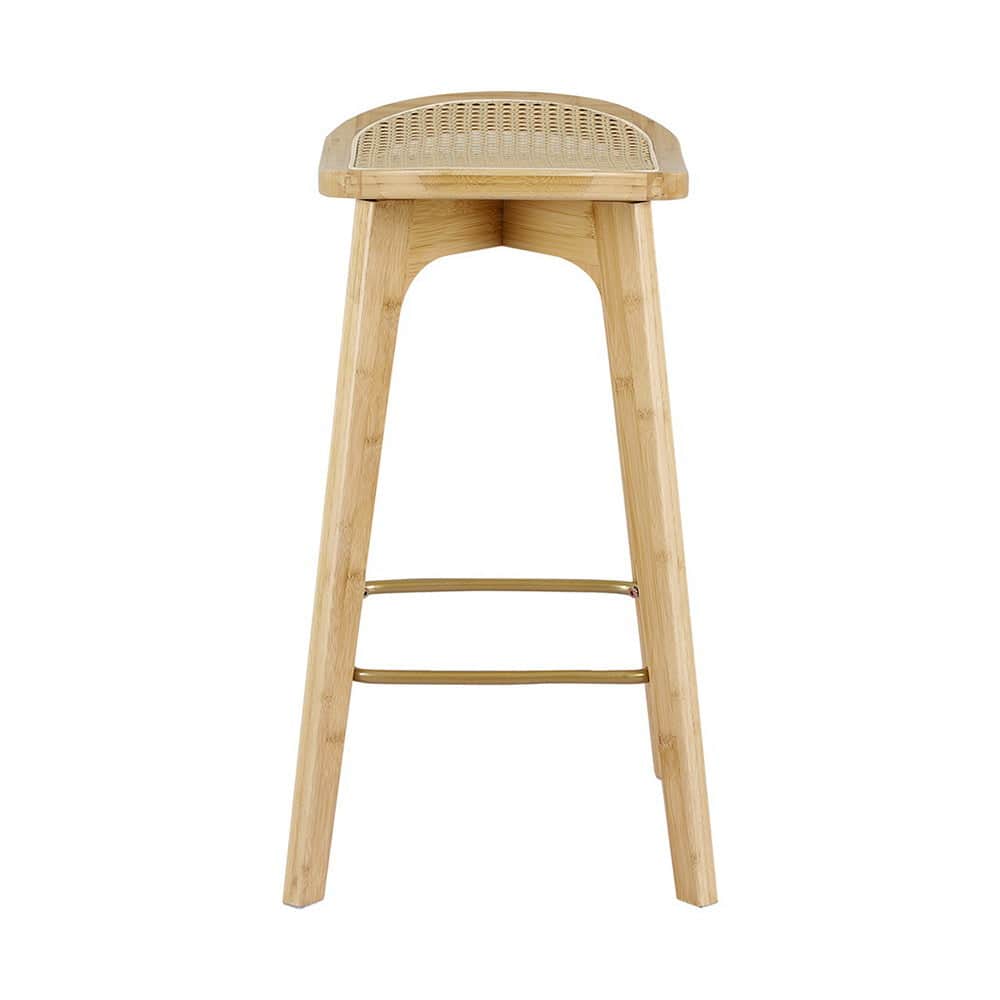 4X Bar Stools Bamboo Rattan Stool Counter Chair Kitchen Barstools