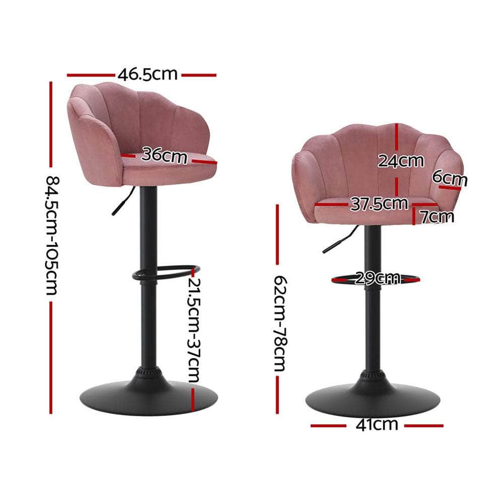 4X Bar Stools Gas Lift Velvet Blue/Green/Pink