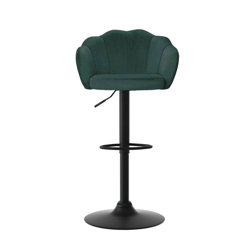4X Bar Stools Gas Lift Velvet Blue/Green/Pink