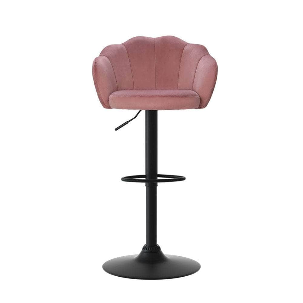 4X Bar Stools Gas Lift Velvet Blue/Green/Pink
