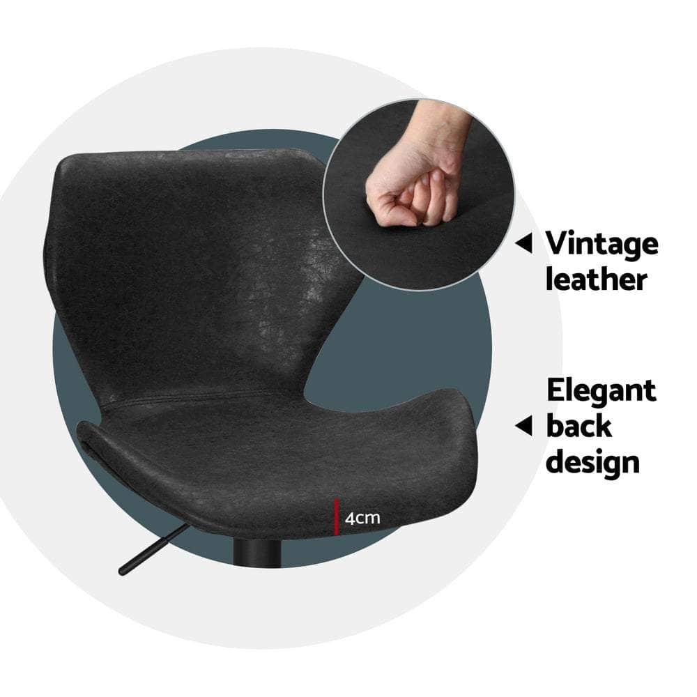4X Bar Stools Gas Lift Vintage Leather Black/Brown