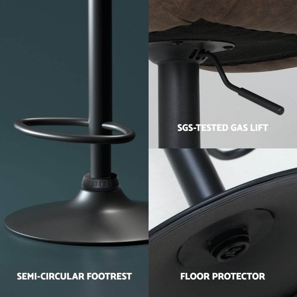 4X Bar Stools Gas Lift Vintage Leather Black/Brown