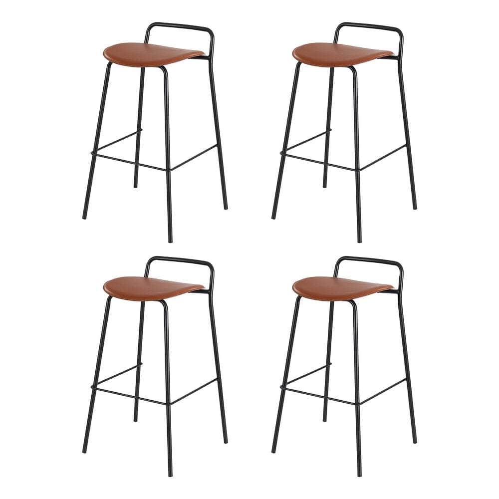 4x Bar Stools Kitchen Counter Dining Chair Metal Brown