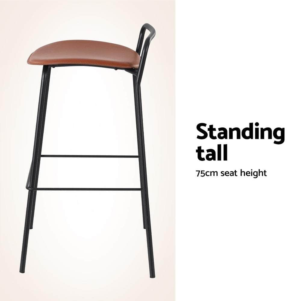 4x Bar Stools Kitchen Counter Dining Chair Metal Brown
