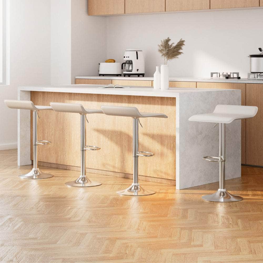 4x Bar Stools Leather Chair White