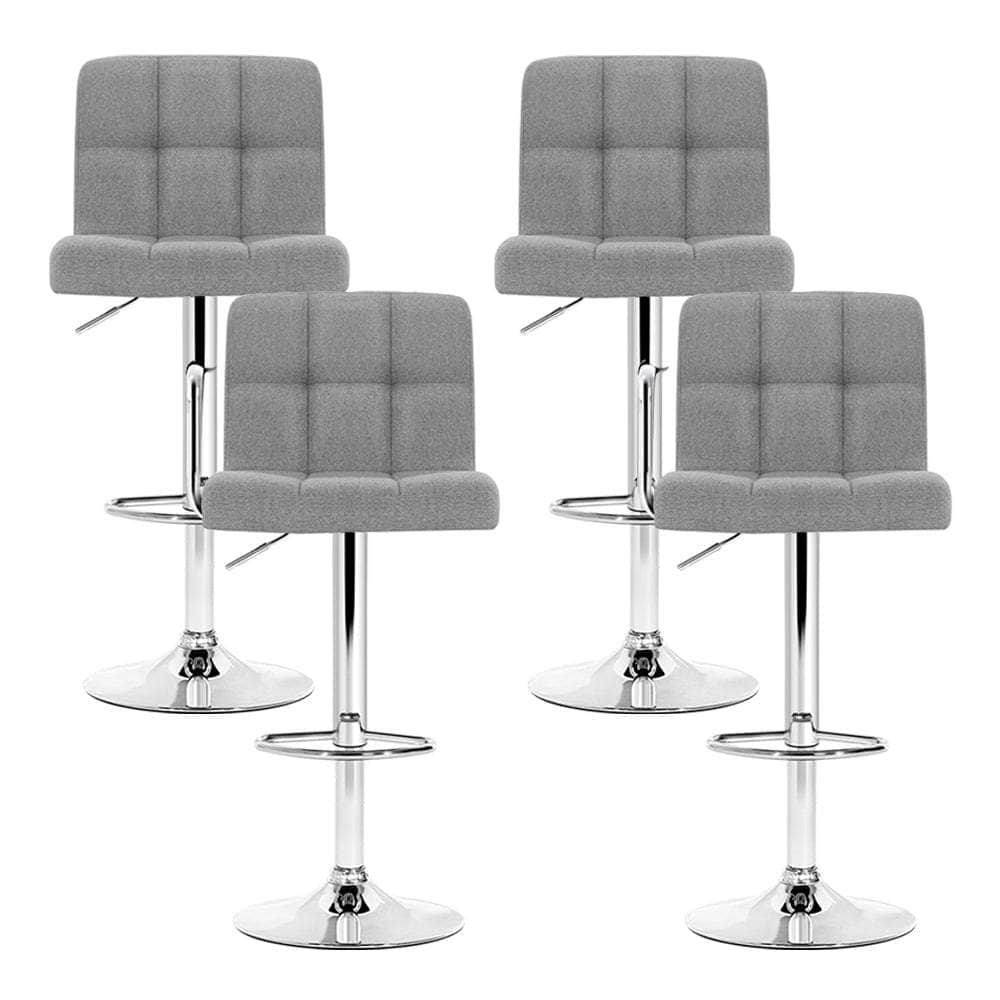 4x Bar Stools Leather Gas Lift Grey