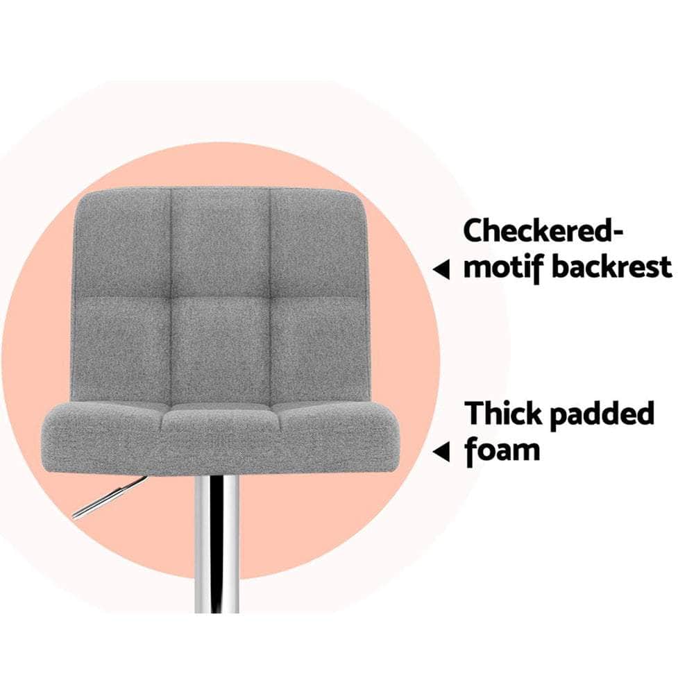 4x Bar Stools Leather Gas Lift Grey
