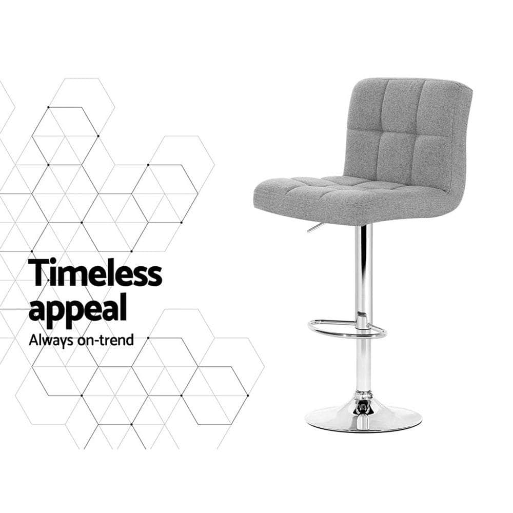 4x Bar Stools Leather Gas Lift Grey