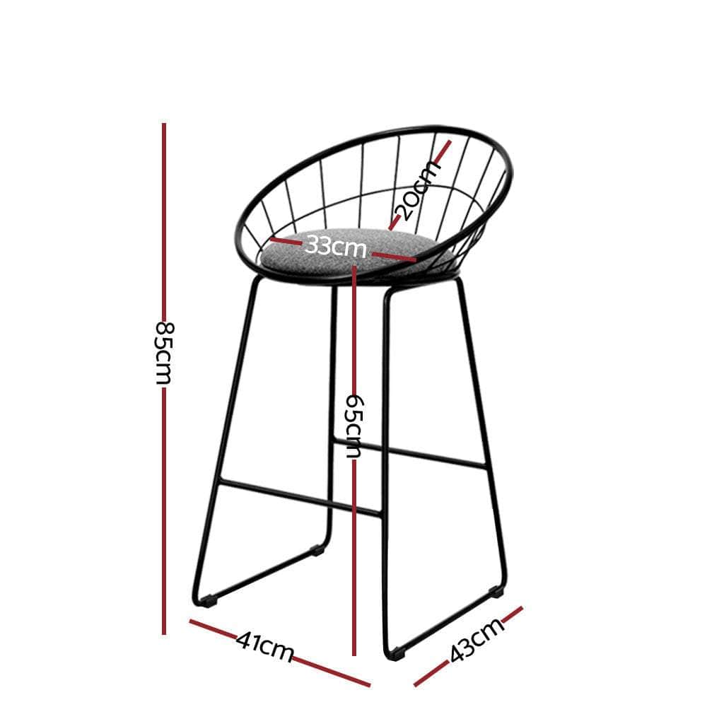 4x Bar Stools Padded Seat Metal
