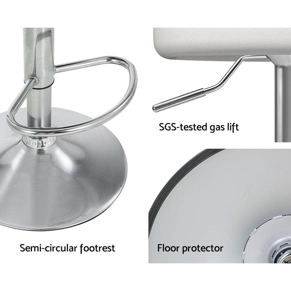 4X Bar Stools Pu Leather Gas Lift White