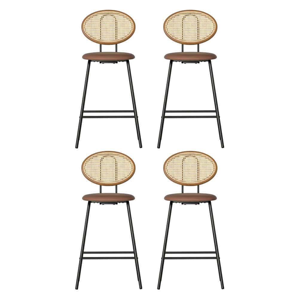 4X Bar Stools Pu Leather Stools Brown