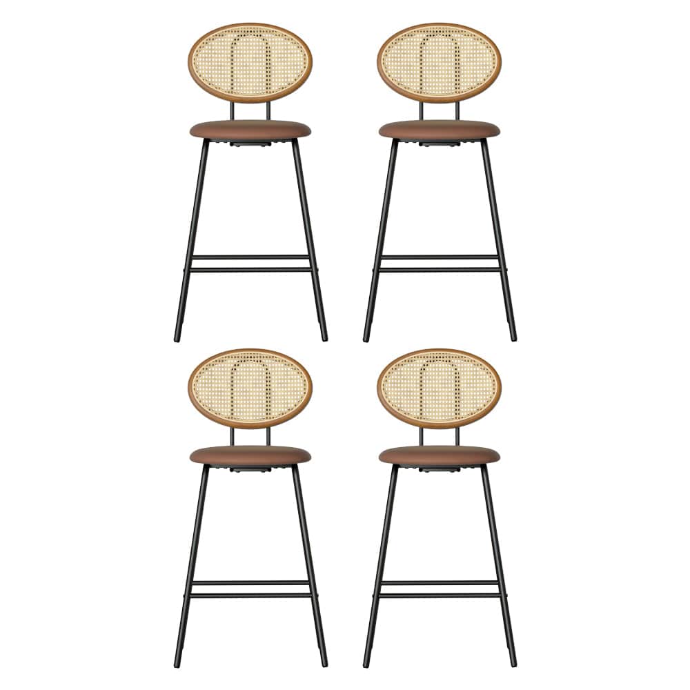 4X Bar Stools Pu Leather Stools Brown