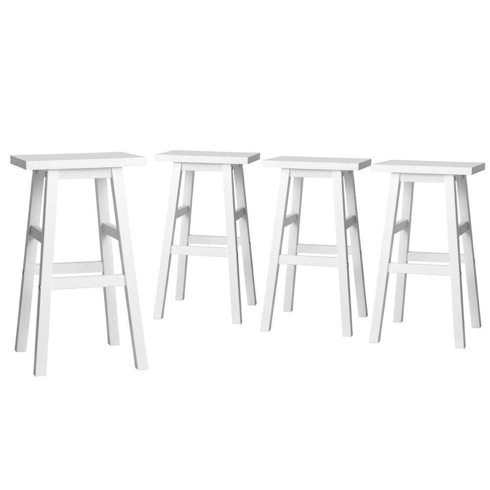 4x Bar Stools Round Chairs Wooden Nature Stylish