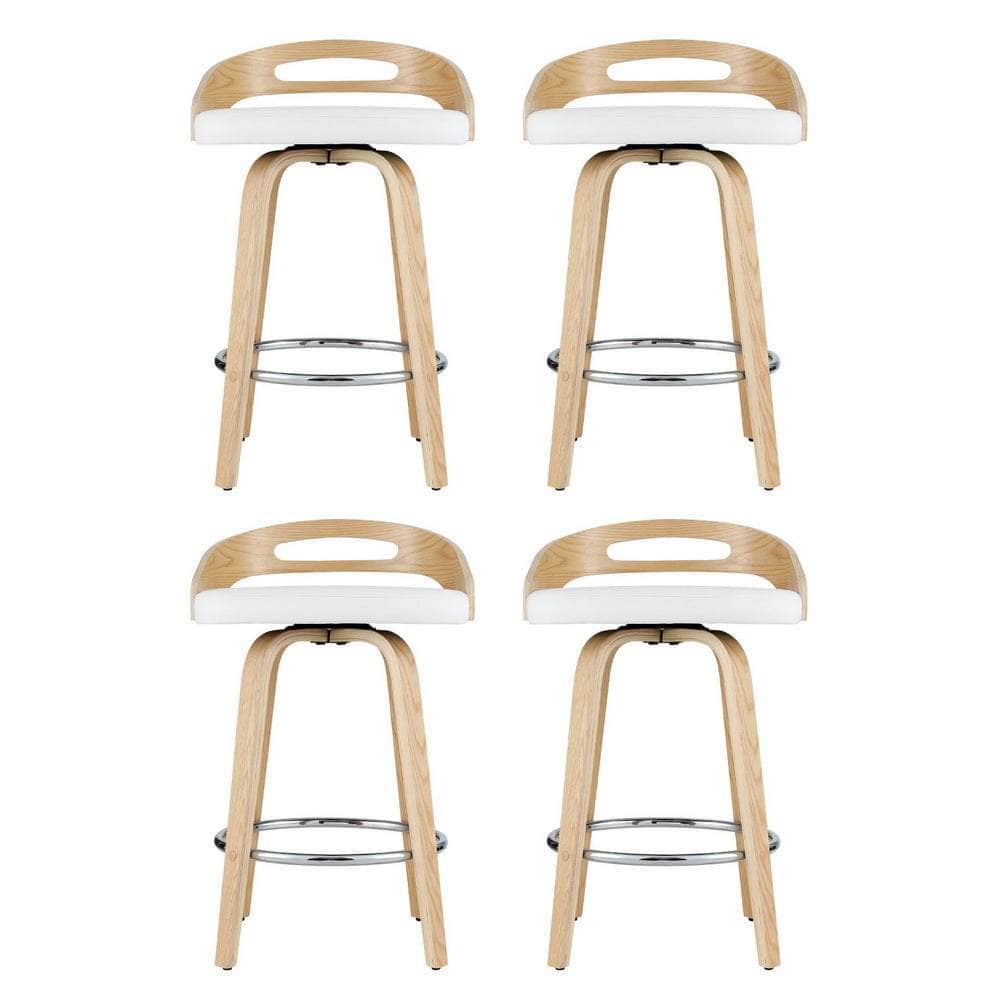 4x Bar Stools Swivel Dining Chairs Low Back Counter Seat PU Cushion