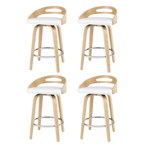 4x Bar Stools Swivel Dining Chairs Low Back Counter Seat PU Cushion