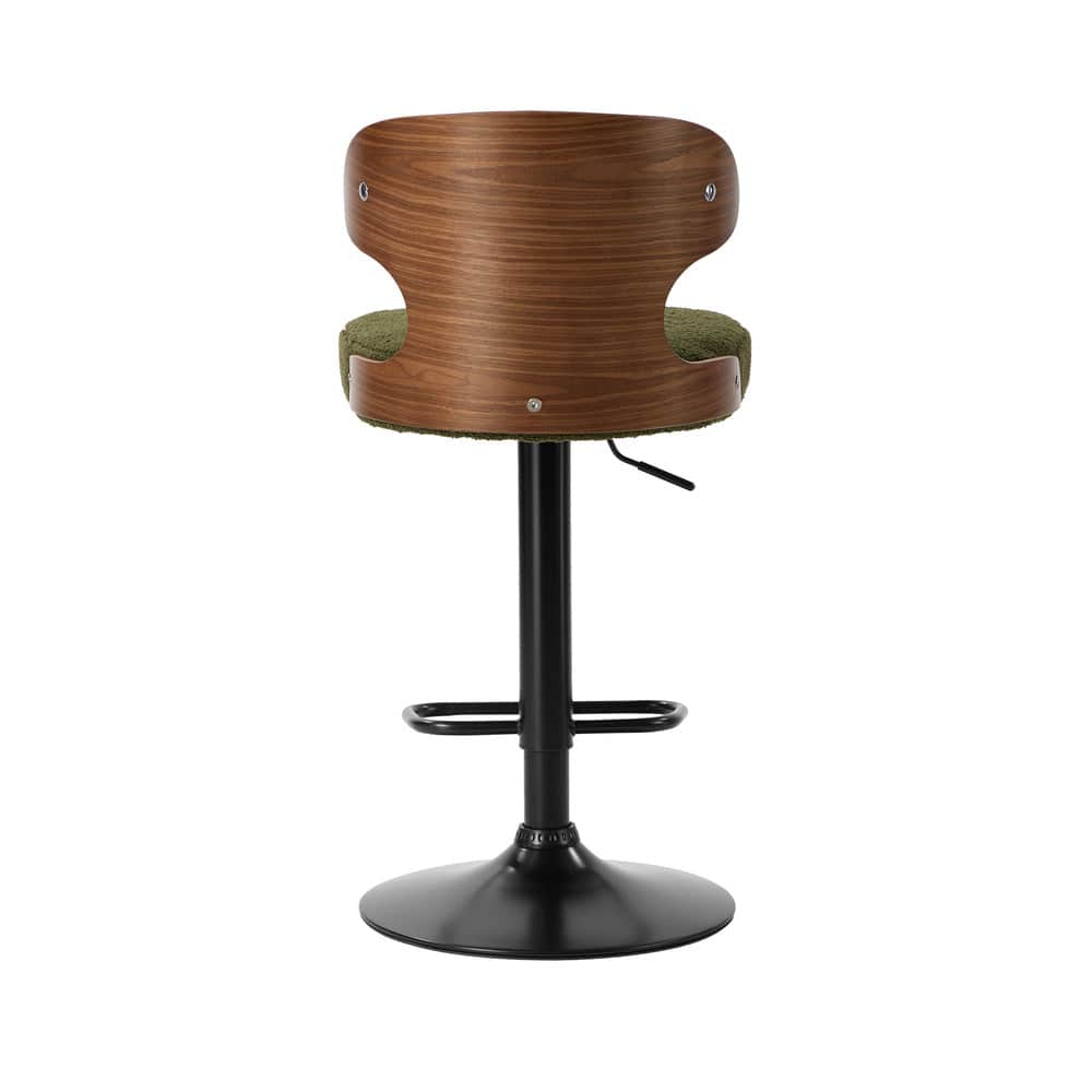 4x Bar Stools Swivel Kitchen Bar Chairs Gas Lift Boucle Green