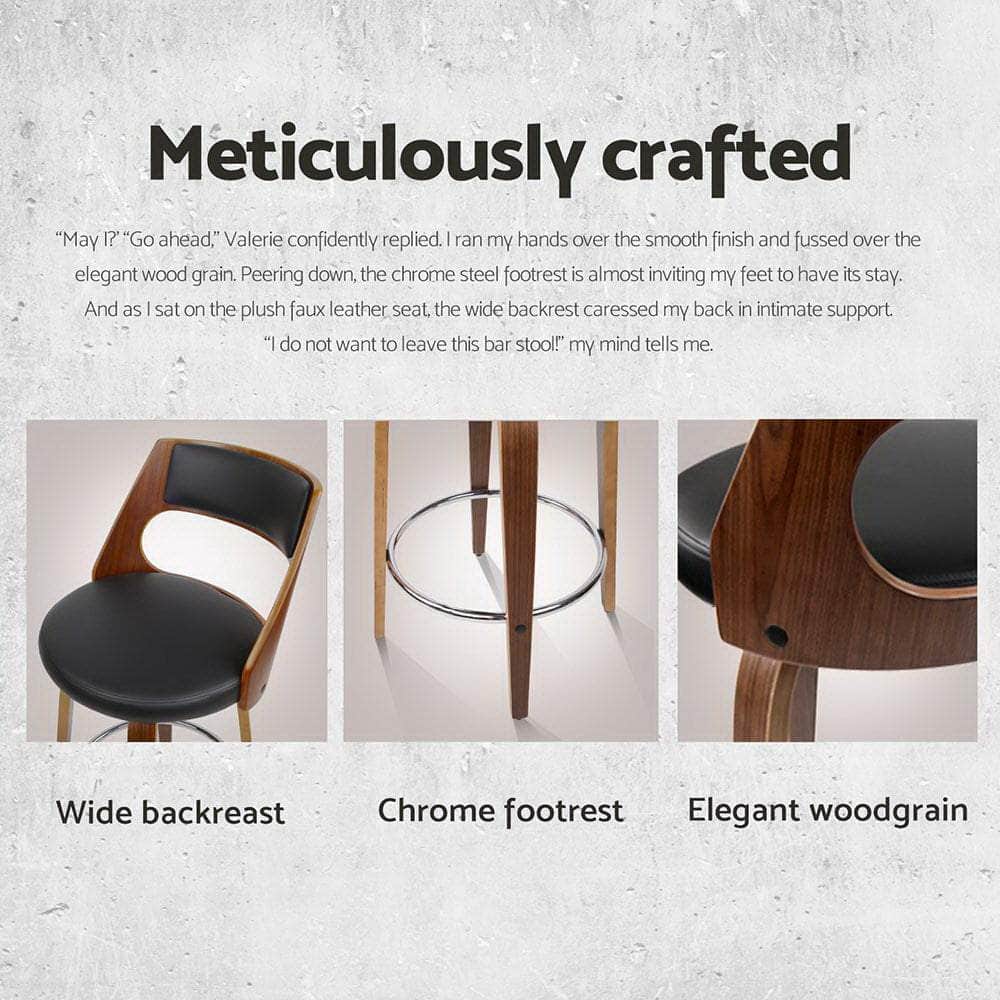 4x Bar Stools Swivel Leather Chair 65cm Comfortable and Stylish