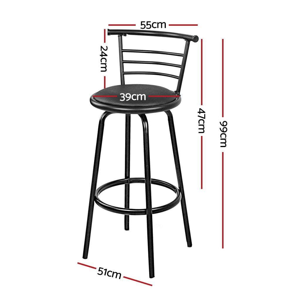 4x Bar Stools Swivel Leather Padded Metal