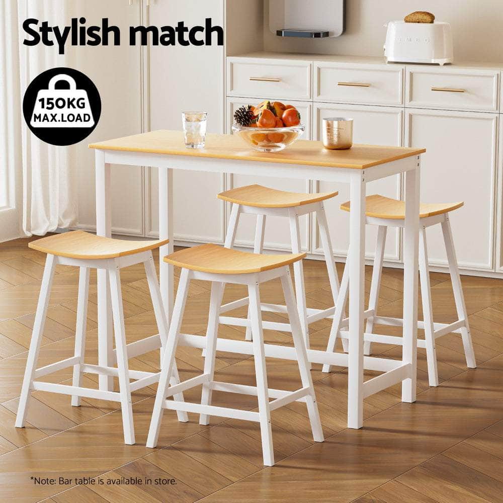 4X Bar Stools Wooden Chairs Oak