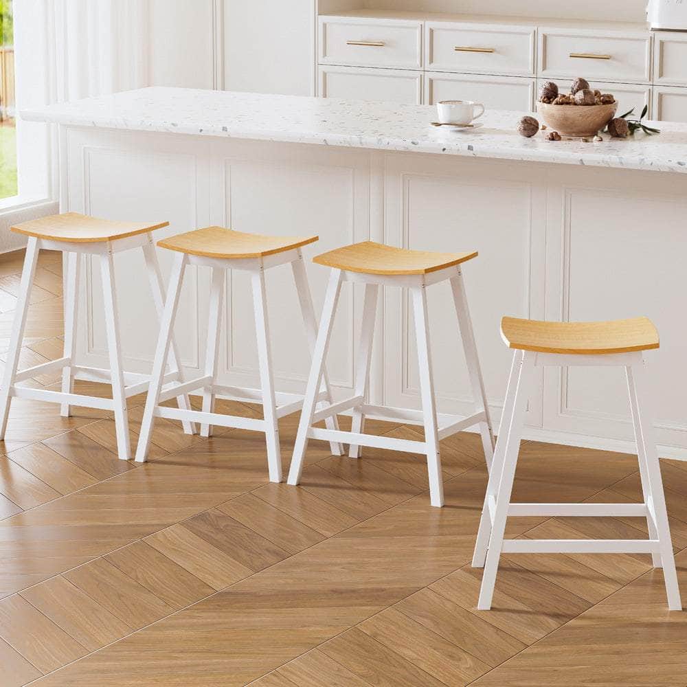 4X Bar Stools Wooden Chairs Oak | Oak colour