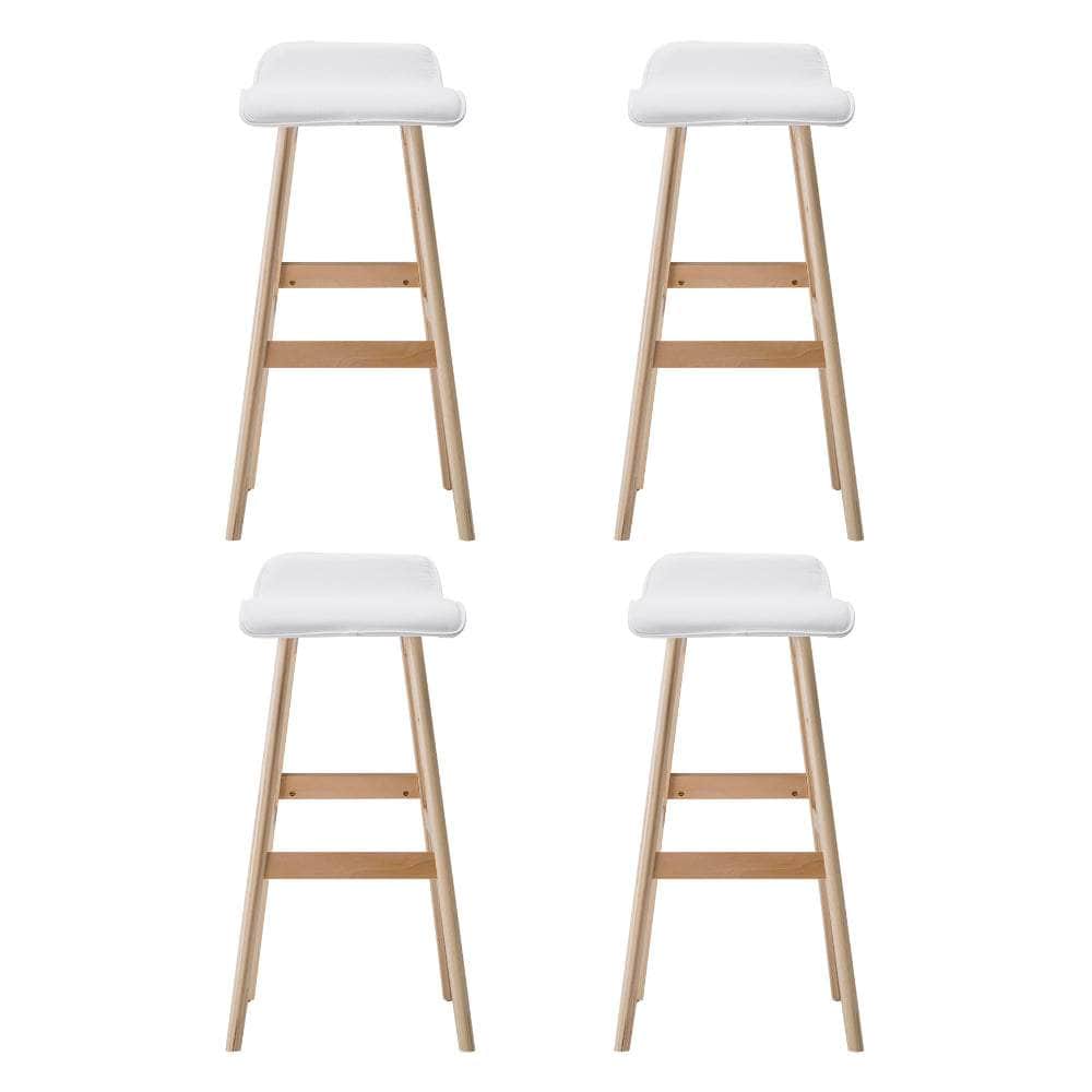 4x Bar Stools Wooden Stool White Stylish and Durable