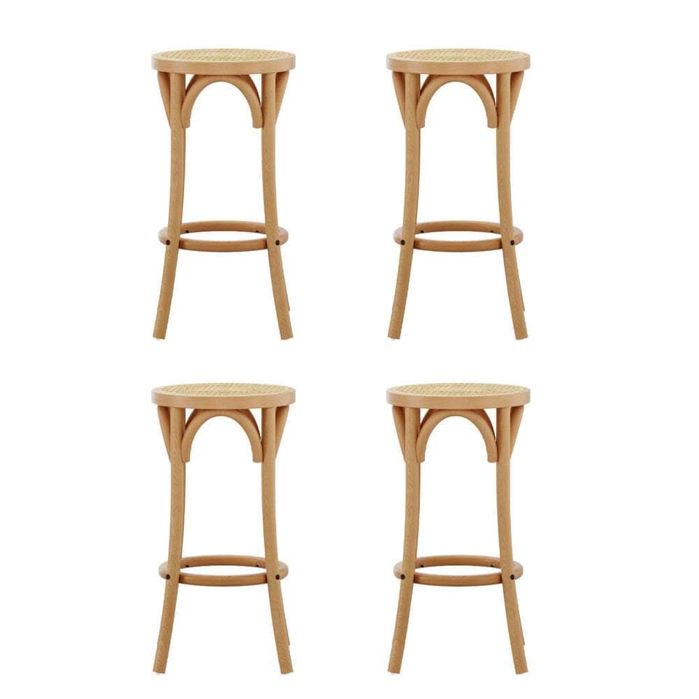 4X Bar Stoosl Rattan Seat Wooden