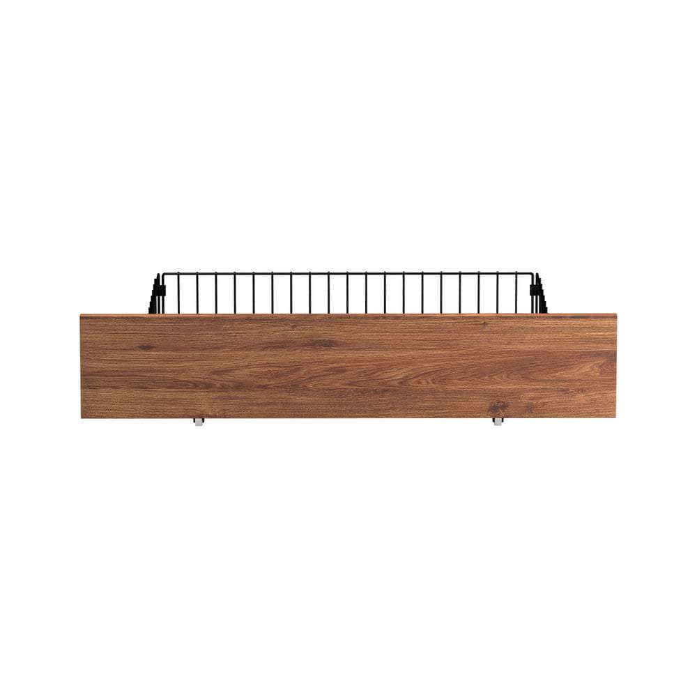 4x Bed Frame Storage Drawers with Wheels Metal Brown