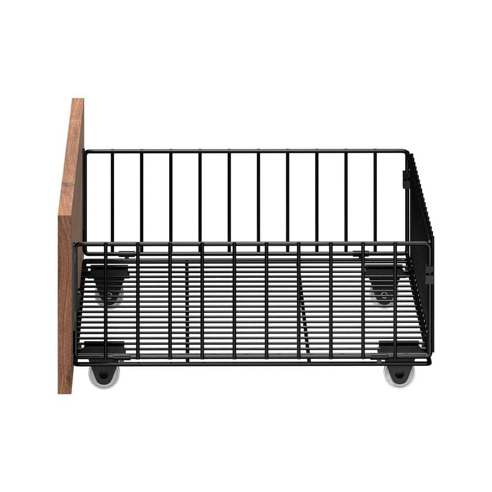 4x Bed Frame Storage Drawers with Wheels Metal Brown