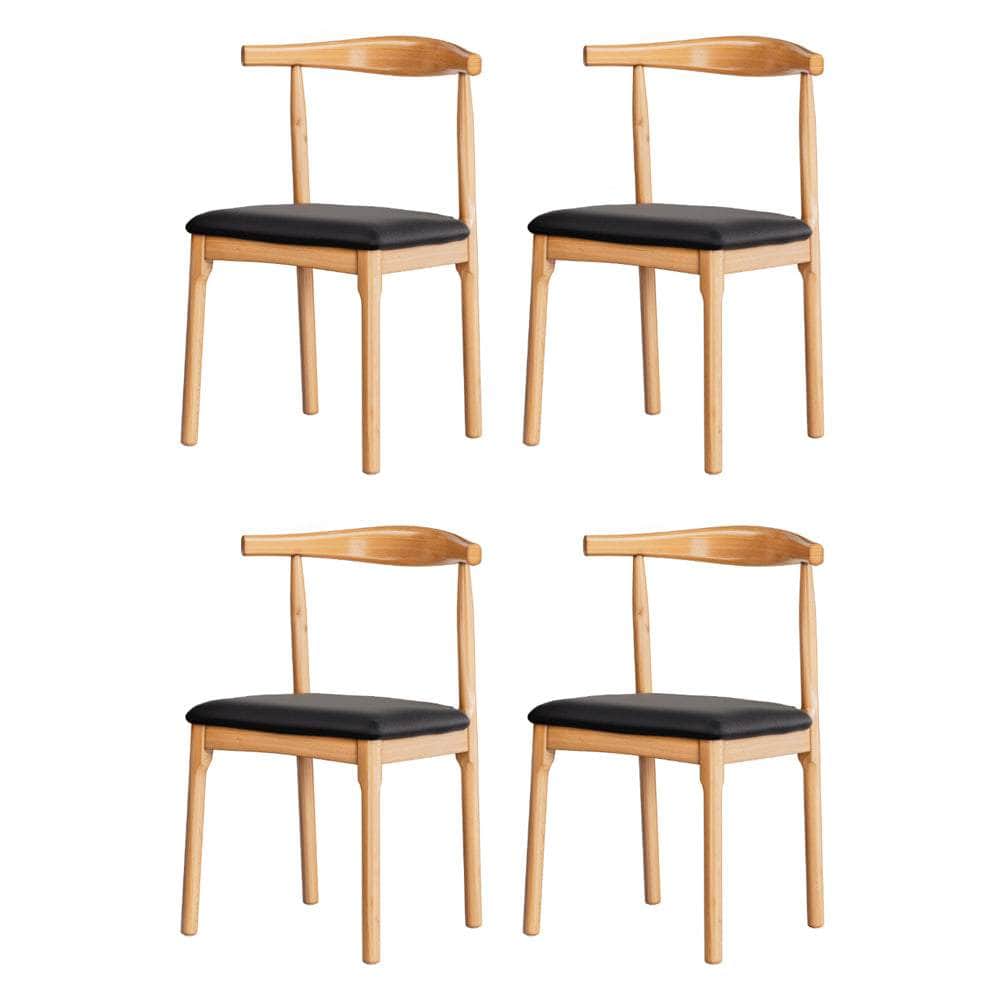 4x Black Leather Dining Chairs – Rubber Wood Frame, Sleek and Modern Design