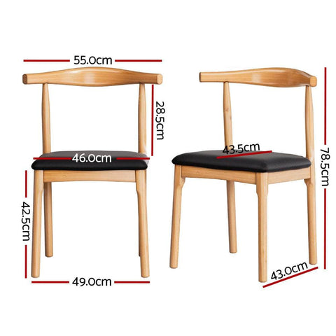 4x Black Leather Dining Chairs – Rubber Wood Frame, Sleek and Modern Design