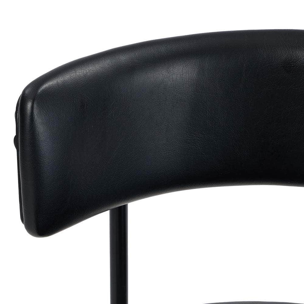 4x Dining Chair Round Leather Black & Brown