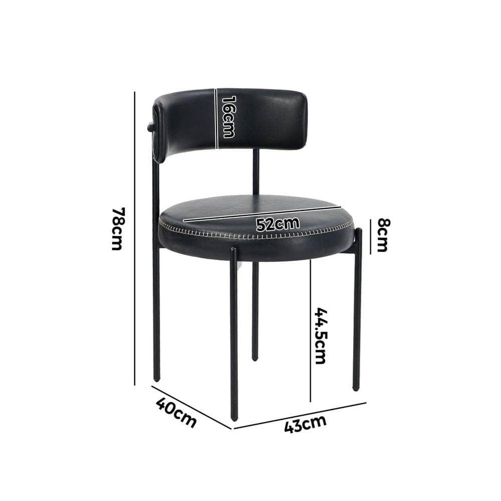 4x Dining Chair Round Leather Black & Brown