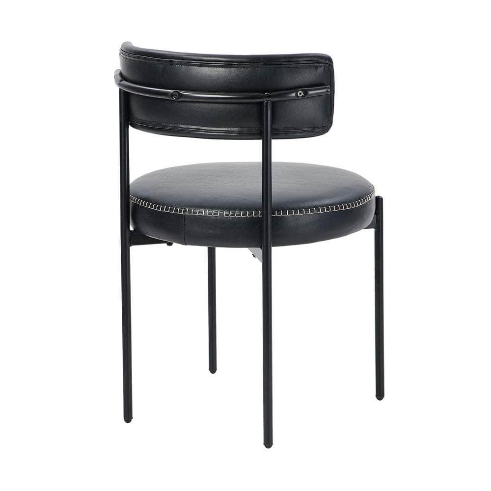 4x Dining Chair Round Leather Black & Brown