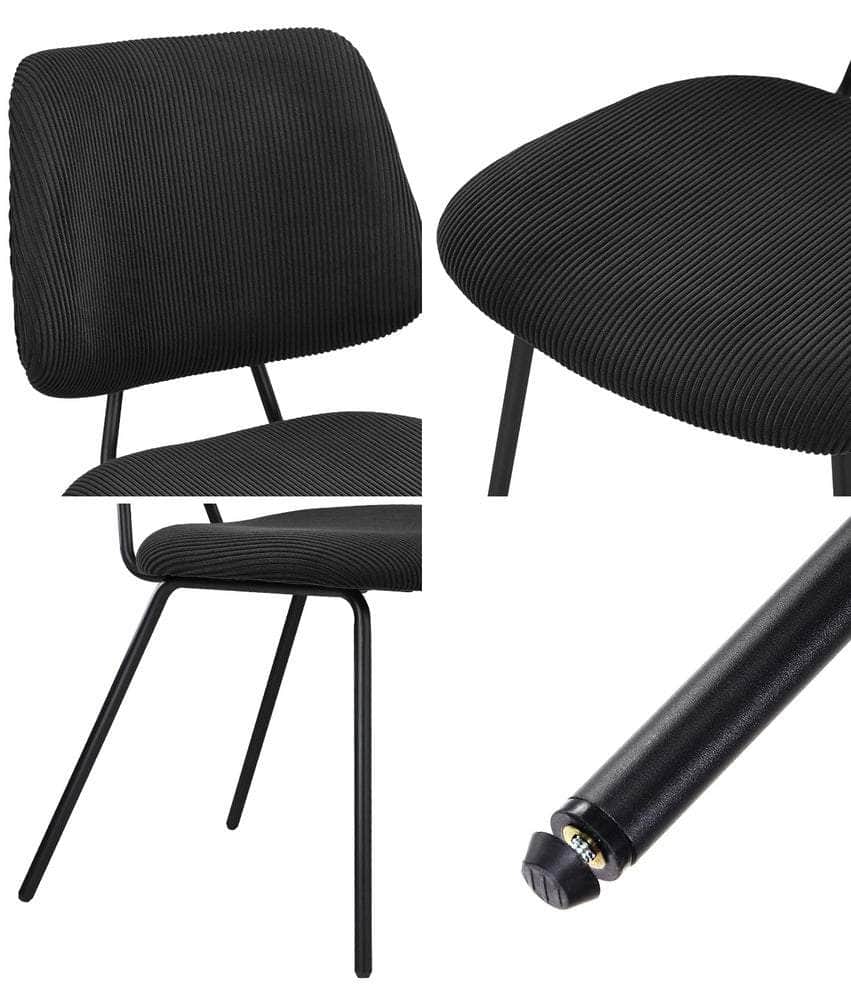 4x Dining Chair Vintage Retro Polyester Padded Dark Grey