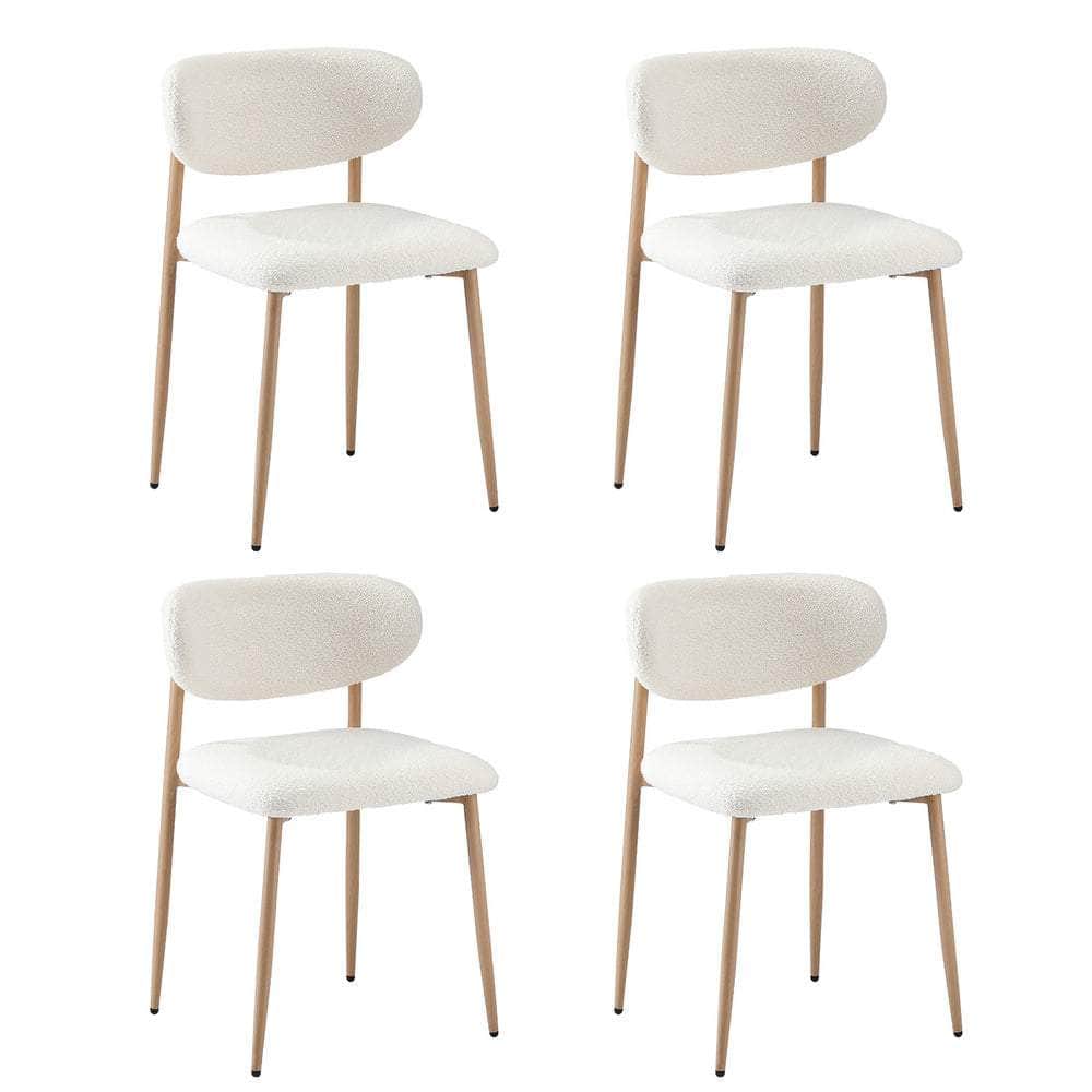 4x Dining Chairs Boucle Fabric Black&White