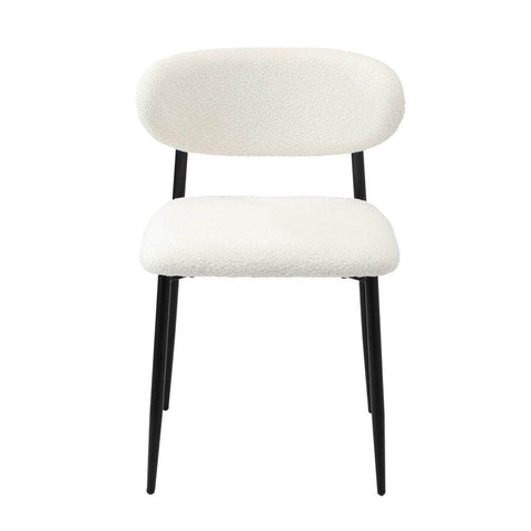 4x Dining Chairs Boucle Fabric Black & White Modern Kitchen Dining Seats