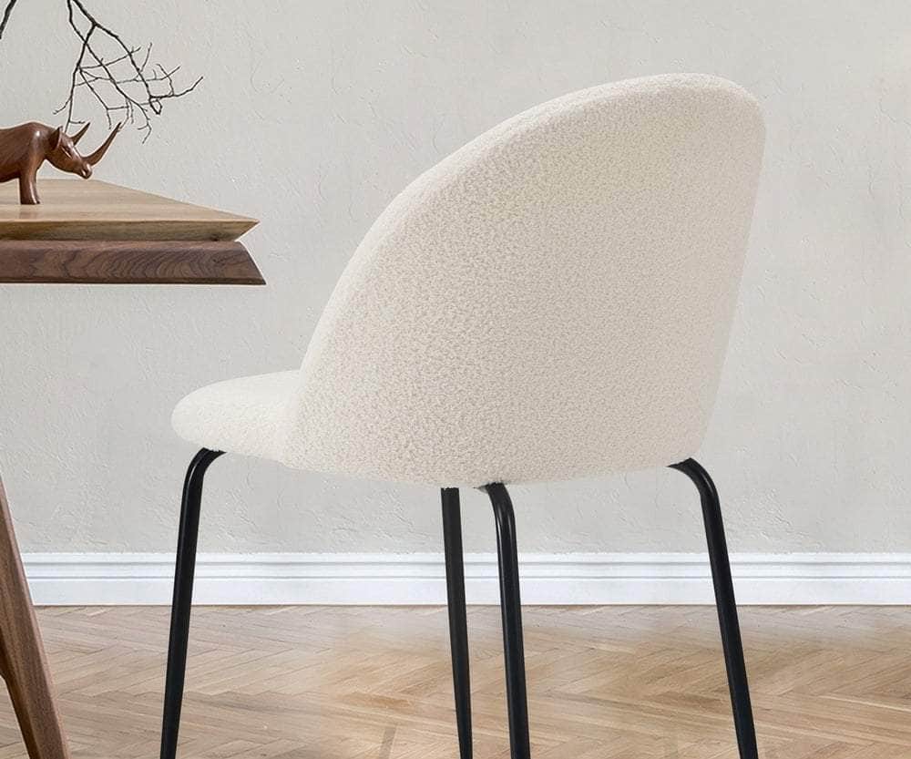 4x Dining Chairs Kitchen Upholstered Sherpa White, Dining Chair