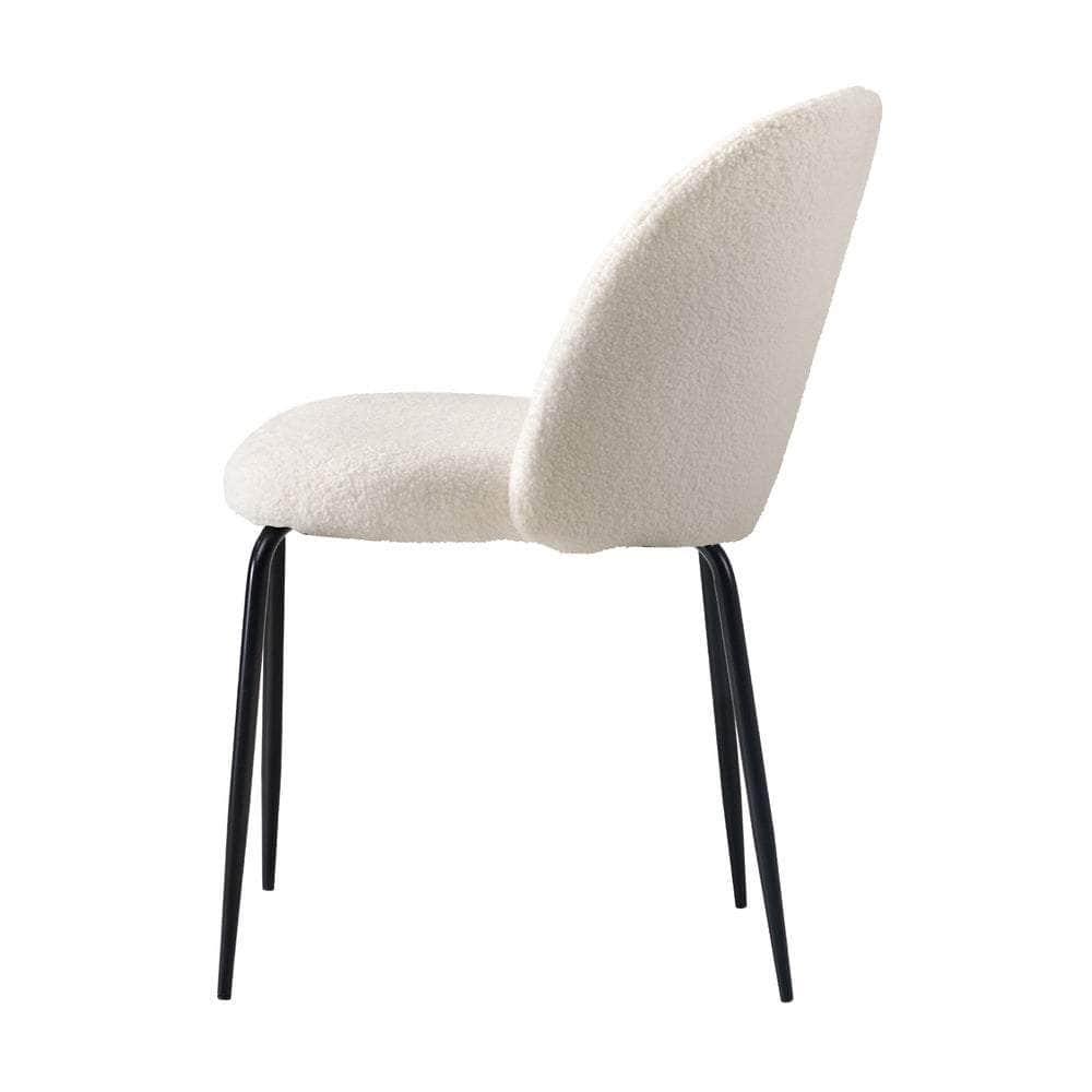 4x Dining Chairs Kitchen Upholstered Sherpa White, White colour