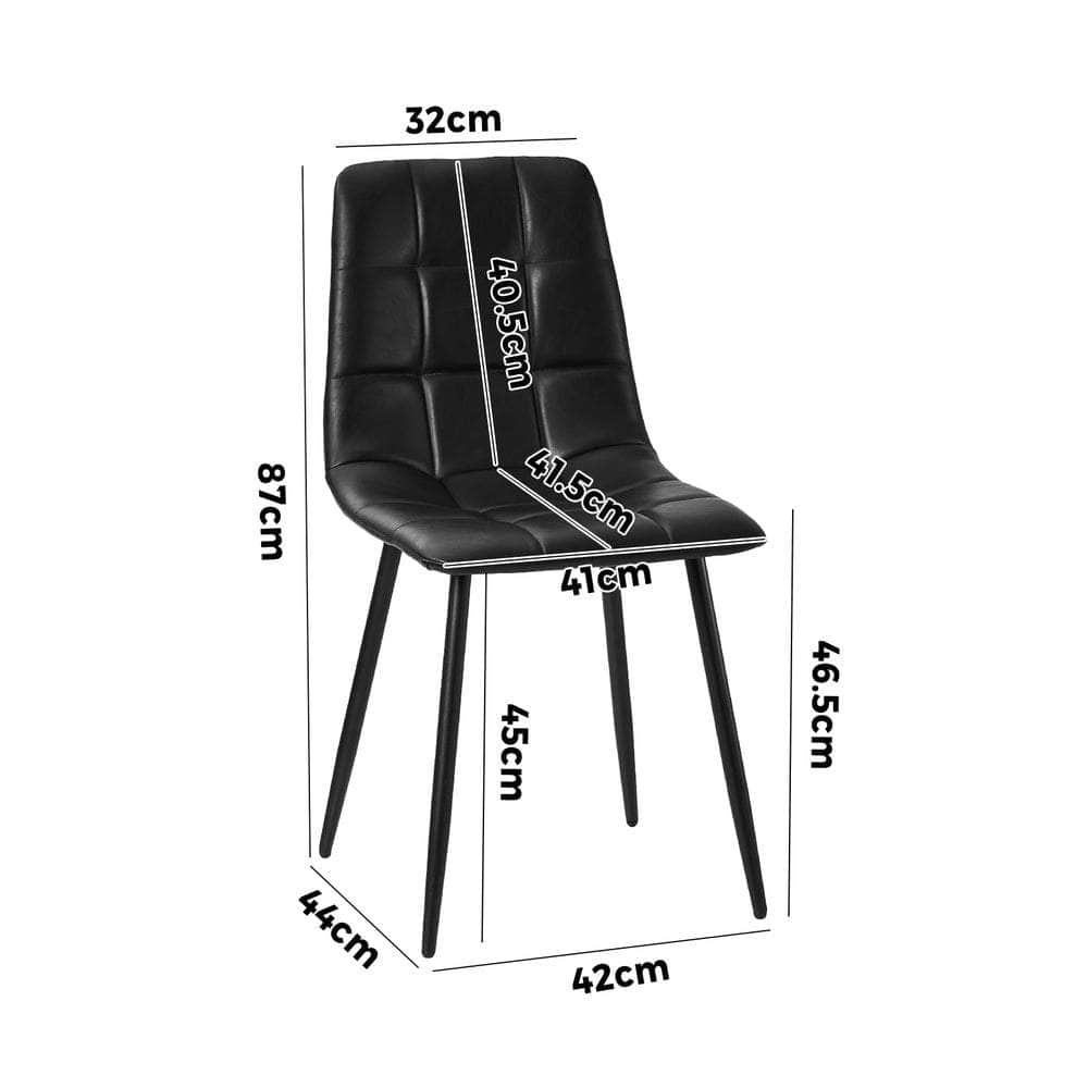 4x Dining Chairs PU Leather Padded Seat Retro Black & Grey
