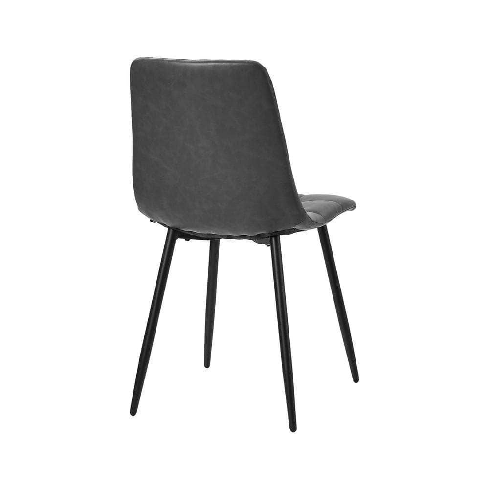4x Dining Chairs PU Leather Padded Seat Retro Black & Grey