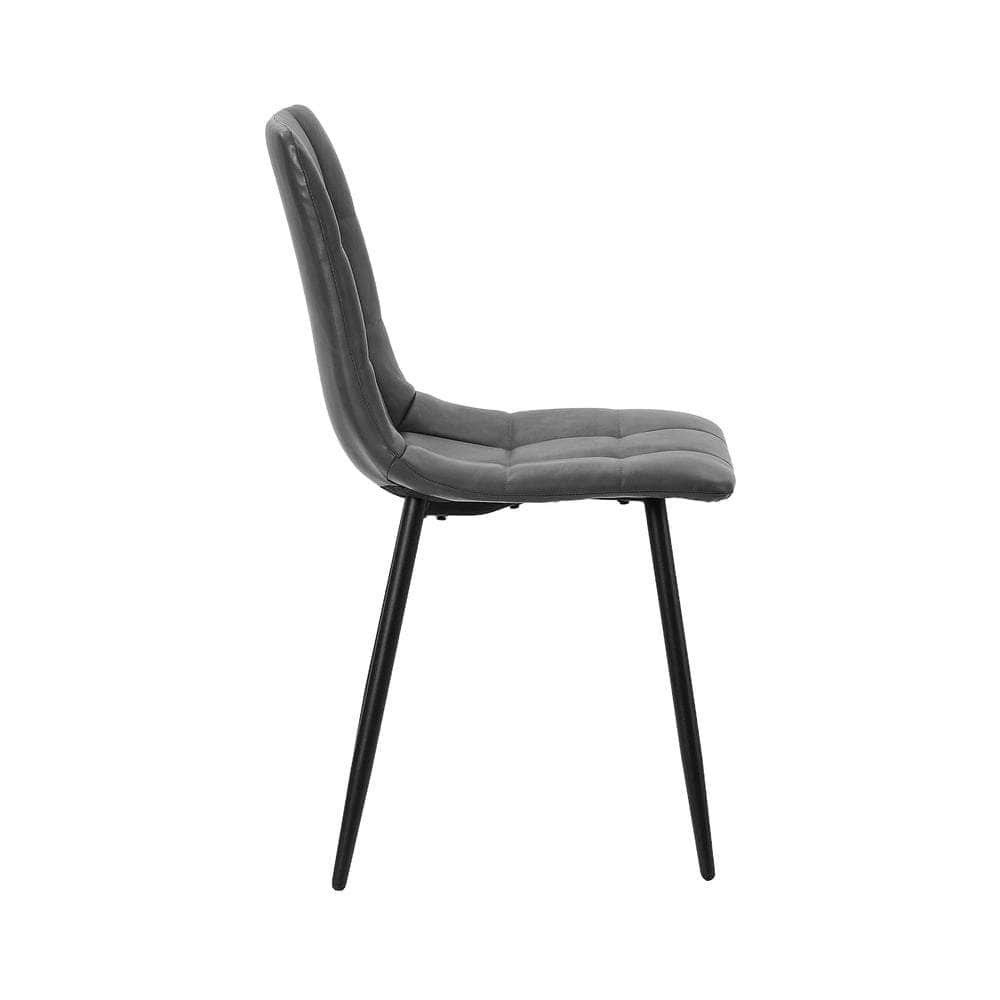 4x Dining Chairs PU Leather Padded Seat Retro Black & Grey