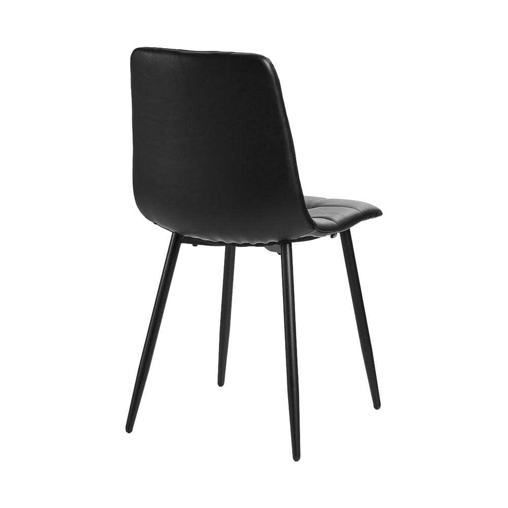 4x Dining Chairs PU Leather Padded Seat Retro Black & Grey